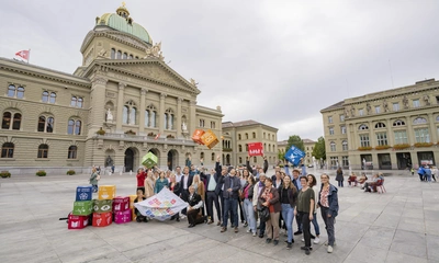 Bild der Kampagnen-Lancierung auf dem Bundesplatz