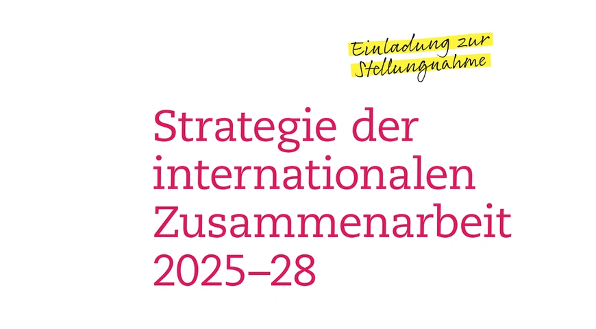 Titelblatt der Einladung zur Stellungnahme zur Vernehmlassung zur Strategie der internationalen Zusammenarbeit 2025-2028